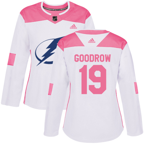 Adidas Tampa Bay Lightning #19 Barclay Goodrow White Pink Authentic Fashion Women Stitched NHL Jersey